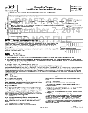 IRS Form W-9 Request for Taxpayer Identification Number and Certification