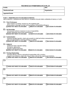 Technician Performance Plan