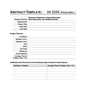 Personnel Preparation in Special Education Abstract Template
