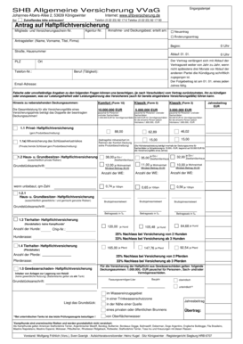 Antrag auf Haftpflichtversicherung