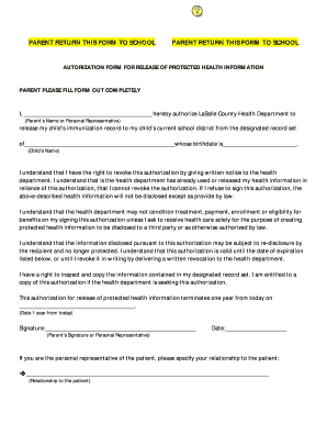 Authorization Form for Release of Protected Health Information
