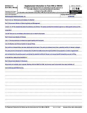 Schedule O for Form 990 or 990-EZ