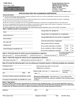 Georgia Tax Clearance Certificate Application
