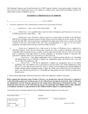 Oklahoma Resident Tuition Affidavit