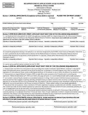 California QME Reappointment Application