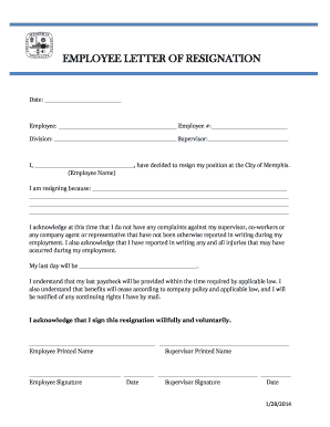 Employee Letter of Resignation