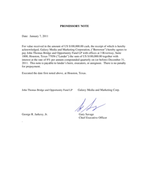 PROMISSORY NOTE - EXTENSION - sec