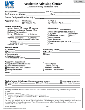 Academic Advising Interaction Form