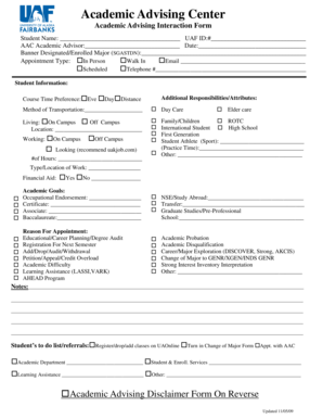 Academic Advising Interaction Form