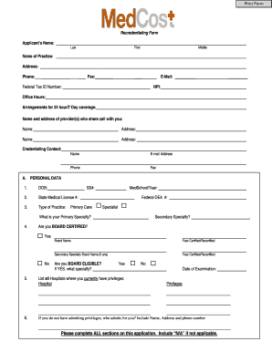 Recredentialing Form