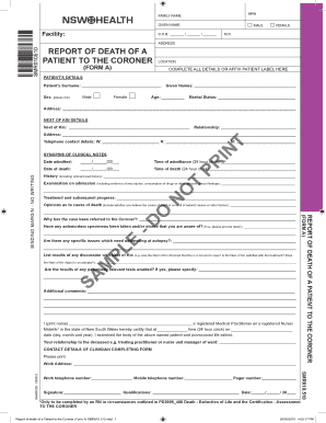Report of Death of a Patient to the Coroner