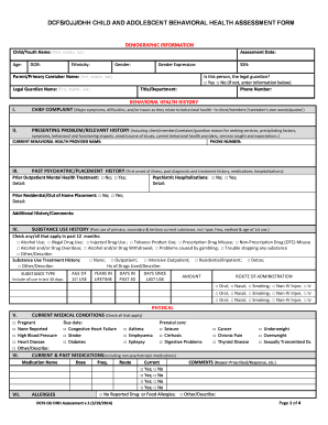 Child and Adolescent Behavioral Health Assessment Form