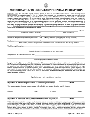 Authorization to Release Confidential Information