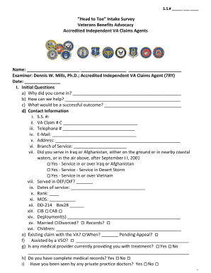 Head to Toe VA Benefits Intake Survey