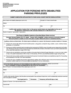 Colorado Disability Parking Application