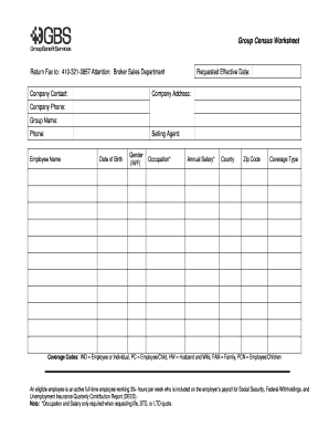 Group Census Worksheet