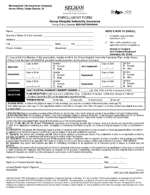 Group Hospital Indemnity Insurance Enrollment Form