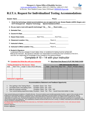 RITA Request for Individualized Testing Accommodations