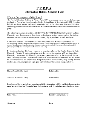 FERPA Information Release Consent Form