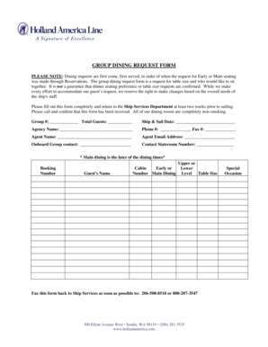 Group Dining Request Form