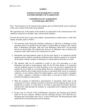 US Bankruptcy Court Confidentiality Agreement
