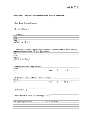 Form M6 Application Supplement