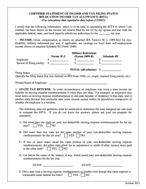 Relocation Income Tax Allowance Certification