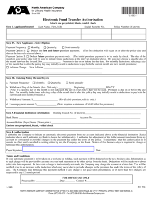 Electronic Fund Transfer Authorization Form