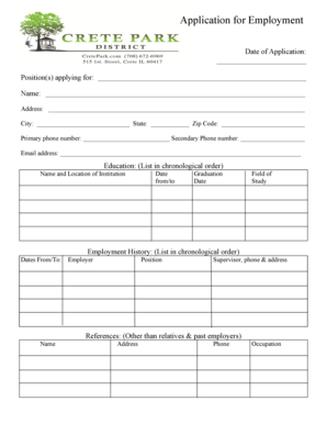 Employment Application Form