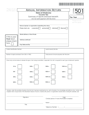 Oklahoma Form 501 Annual Information Return