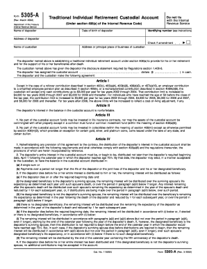 Form 5305-A Traditional Individual Retirement Custodial Account
