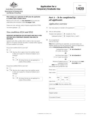 Temporary Graduate Visa Application Form 1409