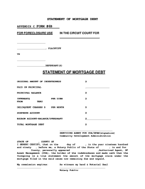 Statement of Mortgage Debt Form 6B