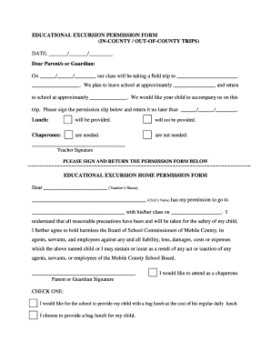 Educational Excursion Permission Form