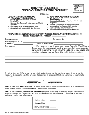 County of Los Angeles Temporary Return-to-Work Agreement