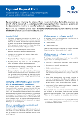 Zurich Life Payment Request Form
