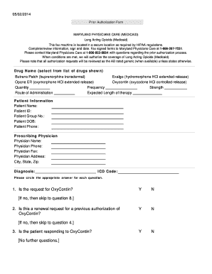 Maryland Medicaid Long Acting Opioids Prior Authorization Form