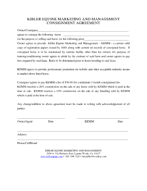 KEMM Consignment agreement - Kibler Equine Marketing ...