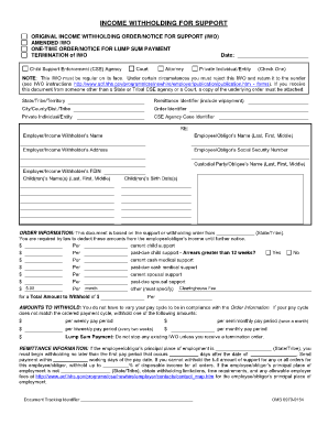 Income Withholding Order for Support
