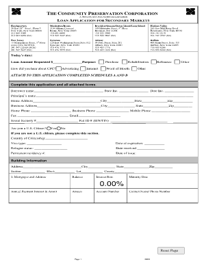 Loan Application for Secondary Markets