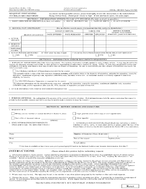 Standard Form 180 Request for Military Records