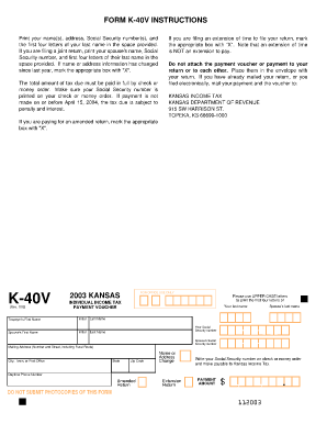 Kansas Individual Income Tax Payment Voucher