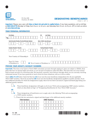 TIAA-CREF Beneficiary Designation Form