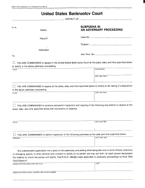 Subpoena in an Adversary Proceeding
