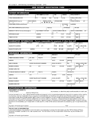 St. Luke's Roosevelt Hospital New Patient Registration Form