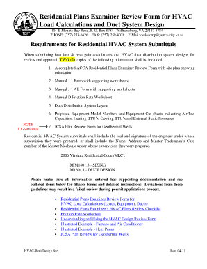 Residential HVAC System Review Form