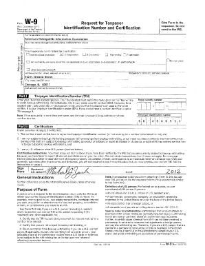Form W-9 Request for Taxpayer Identification Number and Certification