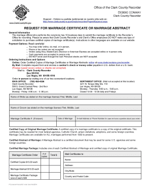 Request for Marriage Certificate or Abstract