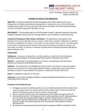 UIC Lab Visitor Waiver and Release Form
