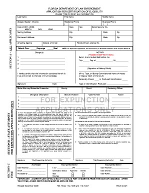 Florida Application for Certification of Eligibility